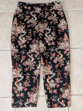 Talbots Silk Wool Blend Oriental Print Pants Size 14